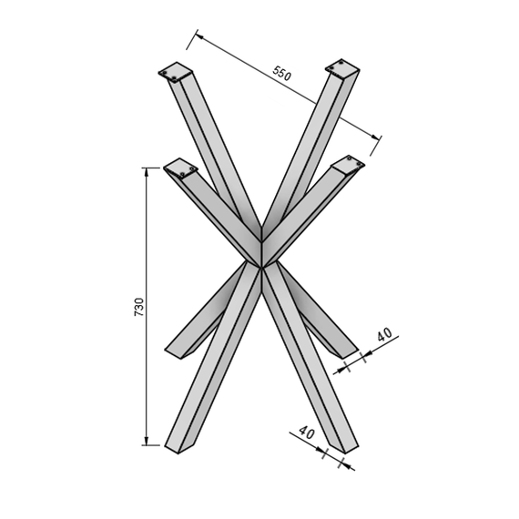 Каркас для столу з металу 550×550mm, H=730mm Сірий | Зображення 5
