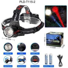 Фонарь налобный TN-772 PLD-T115-2PM10-TG (white+red)