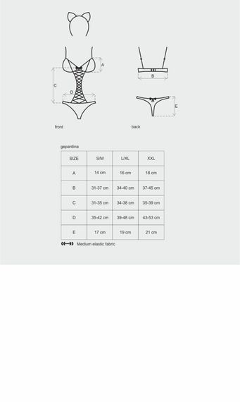 Еротичний костюм гепарду Obsessive Gepardina 3 pcs costume S/M, чорний, хутряне оздоблення, монокіні | Зображення 6