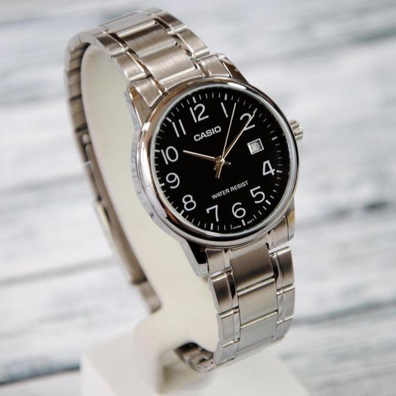 Японские кварцевые часы наручные мужские на стальном ремешке Casio MTP-V002D-1BUDF | Зображення 1