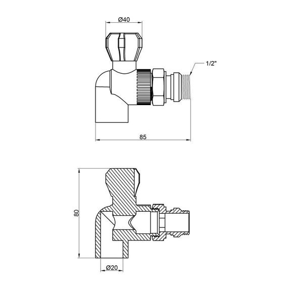 Кран кульовий радіаторний PPR Thermo Alliance 20х1/2" кутовий | Зображення 1