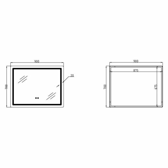 Дзеркало Qtap Mideya (MI2) 900х700 з LED-підсвічуванням Touch, з антизапотіванням, з димером, рег. яскравості QT2078NCF9070 | Зображення 1