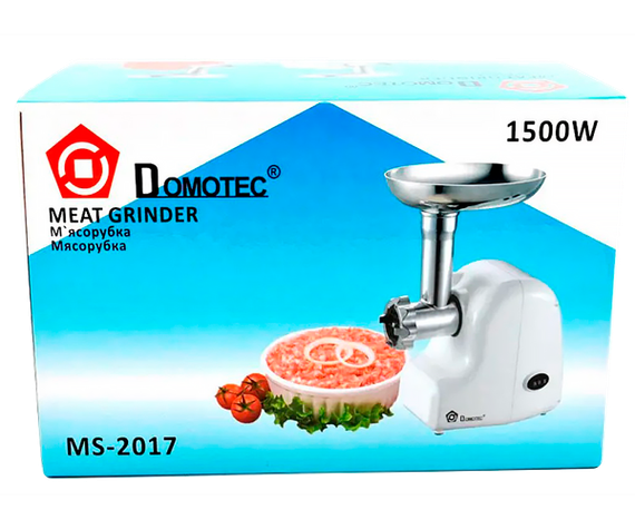 М'ясорубка електрична з насадками для кеббе та ковбасок Domotec MS-2017 біла 1500W (MS 2017_1336) | Зображення 5