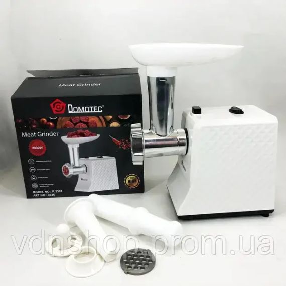 М'ясорубка електрична domotec r3391 2000w, компактна м'ясорубка для дому, м'ясорубка 3 в 1 | Зображення 1