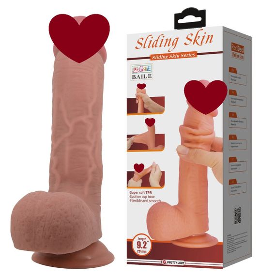 Фалоімітатор на присосці, з ефектом ковзної шкіри LyBaile - Sliding Skin 9,2'', BW-008040LP-1 Sex Aura