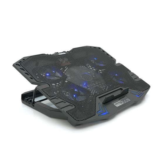 Підставка під ноутбук IceCoorel K5, 10-15", 1*125mm 1400±10% RPM + 4*70mm 2500±10%RPM, корпус пластик+алюміній, 2xUSB2.0, 365x297x30mm, Blue,Box, Q18