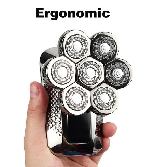 Електробритва чоловіча акумуляторна роторна 5 в 1 з 7 плавальними головками HM-1686 | Зображення 4