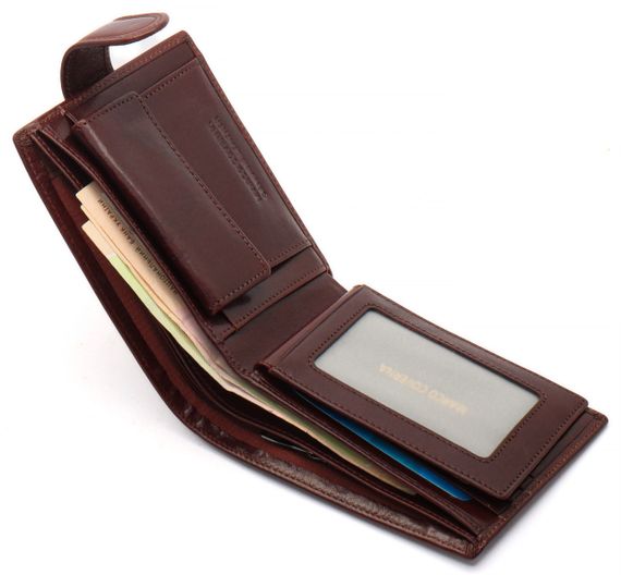 Коричневое мужское портмоне на кнопке из натуральной кожи Marco Coverna B047-802 | Зображення 4