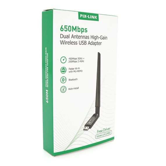 Беспроводной сетевой адаптер Wi-Fi-USB LV-UAC24BD, RTL8811CU, Bluetooth, с антенной, 802.11 a/b/g/n, 650Mbps, Box | Зображення 1