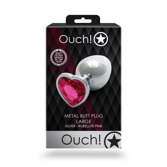 Анальна пробка - Ouch! Metal Butt Plug Large Silver/Rubellite Pink Sex Aura | Зображення 6