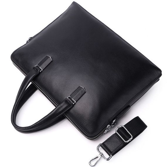 Шкіряна чоловіча ділова сумка-портфель портфель для ноутбука чорний Tiding Bag 64028 | Зображення 6