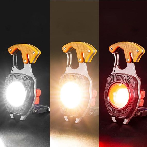 Багатофункціональний LED ліхтарик на карабіні, з USB, W5147 / Акумуляторний ліхтар-брелок / Ручний міні ліхтарик | Зображення 4