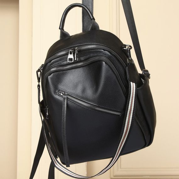 Стильный женский кожаный рюкзак черный городской 51124 | Зображення 5