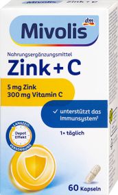 Вітаміни Mivolis Zink + vitamin C Міволіс Цинк + вітамін С, 60 капсул