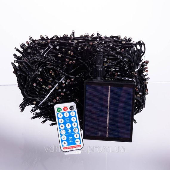 Новорічна гірлянда вулична 100 м 1000 LED з сонячною батареєю чорний провід Мультиколір SB1000L100MBML | Зображення 3