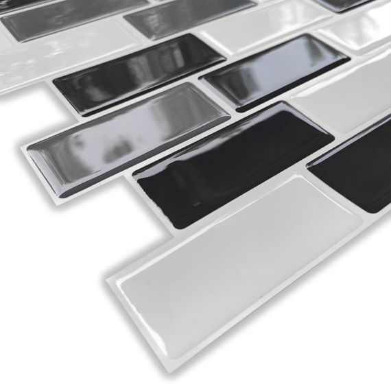 Самоклеюча поліуретанова плитка чорна сіра молочна цегла 305х305х1мм  (D) SW-00001329 | Зображення 2