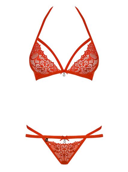 Комплект білизни з декоративними бретелями Obsessive 838, червоний, L/XL | Зображення 4