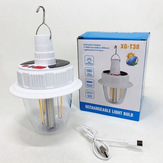 Світлодіодна LED лампа з акумулятором T38-COB+SMD(RGB) 2x18650 сонячна батарея ZN-28 | Зображення 4