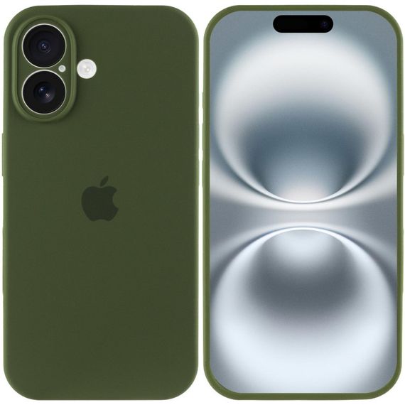 Чохол Silicone Case Full Camera Protective (AA) для Apple iPhone 16 (6.1") Зелений / Dark Olive | Зображення 3
