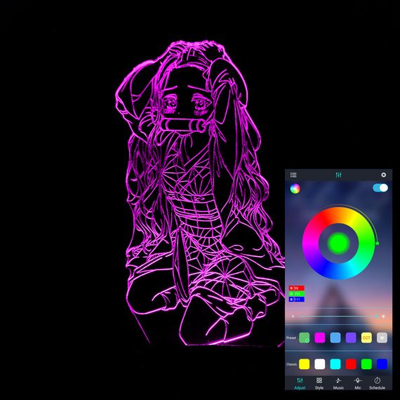 Акриловий світильник-нічник керування з телефона Незуко Камадо 2 tty-n001366