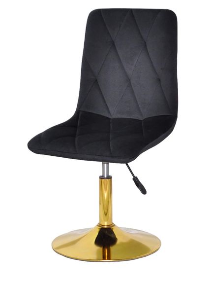 Стілець Melvin (Fred) GD-Base, на золотій круглій нозі-опорі, з регулюванням висоти, м'яке сидіння велюр чорний OR-854 | Зображення 5