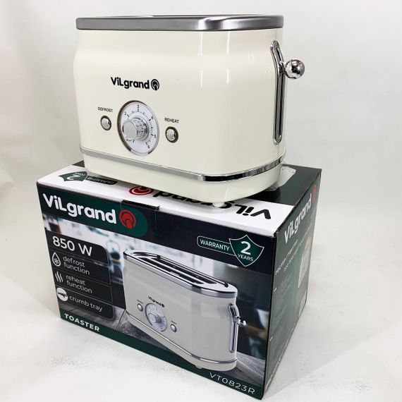 Тостер для хліба побутовий ViLgrand VT0823R 850 Вт, Тостер для будь-якого хліба компактний SJ-25 | Зображення 1