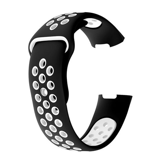 Силіконовий ремінець Primo з перфорацією для фітнес браслета Fitbit Charge 3 / 4 - Black&White / розмір S | Зображення 1