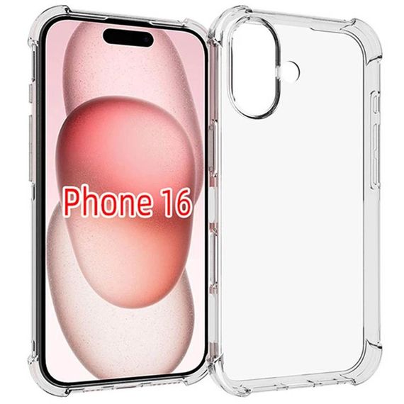 TPU чохол GETMAN Ease logo посилені кути для Apple iPhone 16 (6.1") Безбарвний (прозорий)