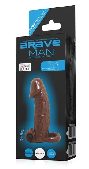 Насадка - презерватив с вибрацией Brave Man, BI-016011 ( коричневая ) sexstyle | Зображення 9