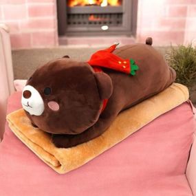 Игрушка-плед Мишка в шарфике 3в1 57см (плед 100*150см) Темно-коричневый