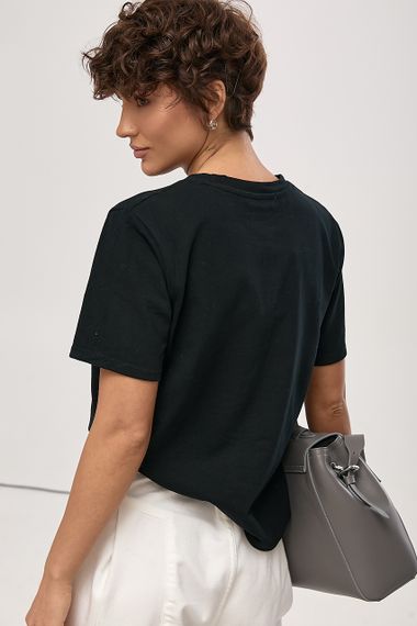 Трикотажна футболка з вишитим написом Margaret - чорний цвет, ONE SIZE (є розміри) | Зображення 1