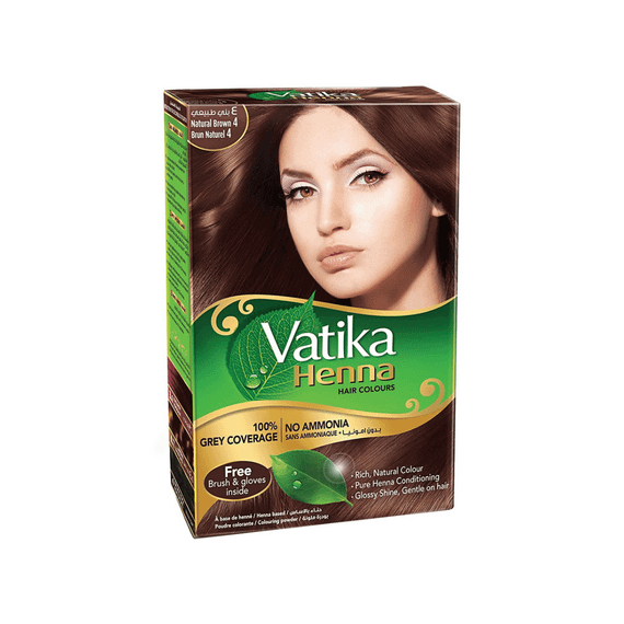 Фарба для волосся на основі хни  Натуральна коричнева (Natural brown) 6*10г упак Dabur Vatika 6291069701746