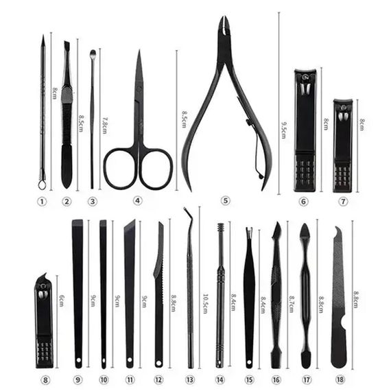 Набор для маникюра из 18 предметов в футляре / Маникюрно-педикюрный набор инструментов | Зображення 7
