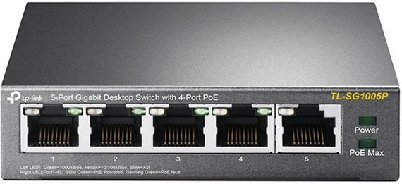TP-Link Комутатор TL-SG1005P 5xGE/4xPoE 56W некерований (TL-SG1005P)