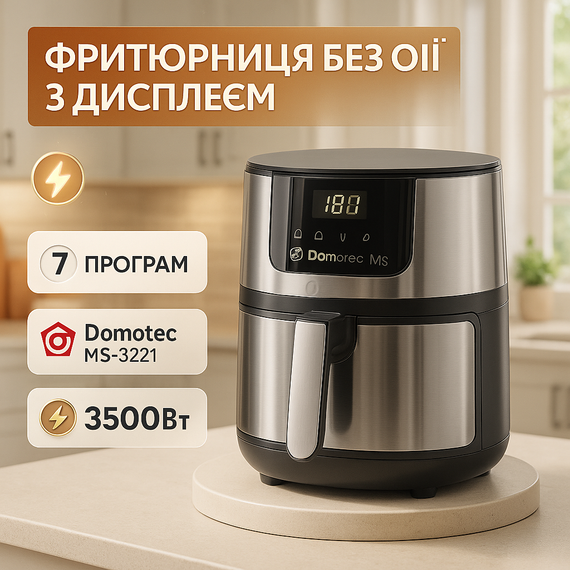 Фритюрница жарить без масла Domotec, Аэрогриль электрический для жарки без масла, Фритюрница для семьи SM-23