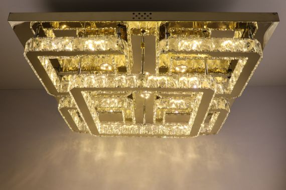 Люстра стельова кришталева LED з пультом 25664 Золото 17х80х80 см. | Зображення 4