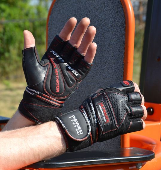 Рукавички для фітнесу Power System PS-2810 Ultimate Motivation Black/Red Line L | Зображення 4