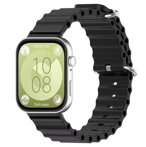Силіконовий ремінець Primolux Ocean для смарт-годинника Huawei Watch Fit 3 / Fit 4 / 4 Pro - Black | Зображення 1