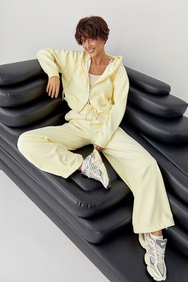 Теплий спортивний костюм з об'ємним написом - лимонний цвет, S/M (є розміри)