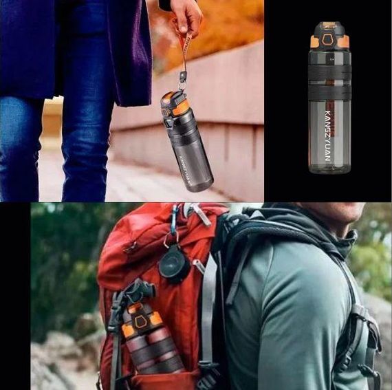 Спортивная бутылка KANGZYUAN 700 мл - Черная Tritan BPA-free, ударопрочная эко-бутылка с антискользящим грипом | Зображення 4