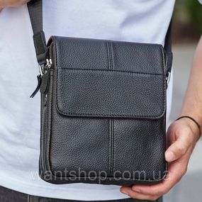 Чоловіча шкіряна сумка через плече м'яка BEXHILL TM-61800 чорна