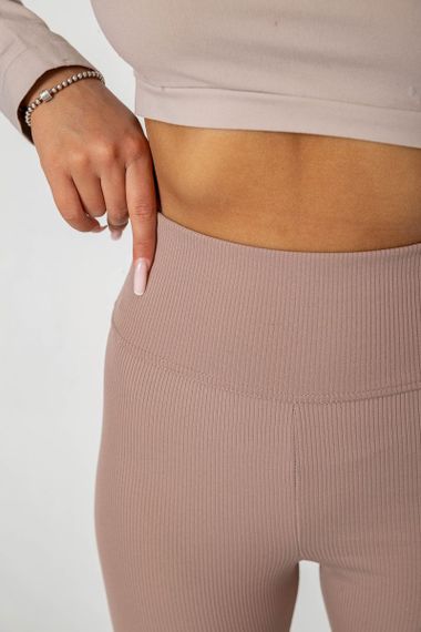 Лосины однотонные в рубчик, цвет мокко, 238R606 | Зображення 4