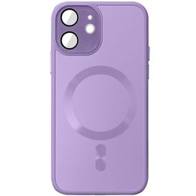 Чохол TPU+Glass Sapphire Midnight with MagSafe для Apple iPhone 12 (6.1") Бузковий / Lilac