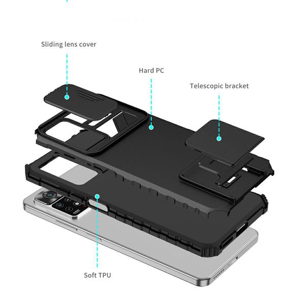 Чохол Kickstand із захистом камери для Xiaomi Redmi Note 11 4G / 11s / Note 12s колір Червоний | Зображення 1