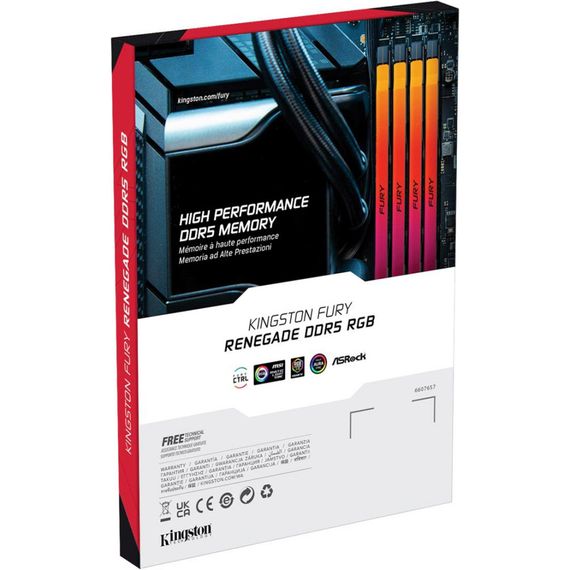 Модуль памяти для компьютера DDR5 48GB (2x24GB) 8000 MHz Renegade RGB Black/Silver Kingston Fury (ex.HyperX) (KF580C38RSAK2-48) | Зображення 5