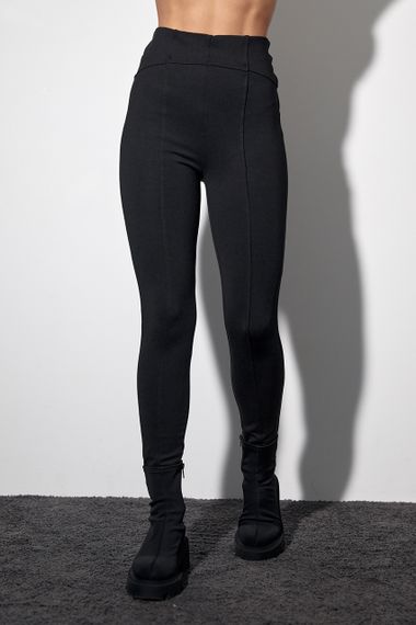 Женские лосины со швами спереди - черный цвет, S (есть размеры)