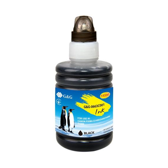 Чернила G&amp;G для Canon GI-490 PIXMA G1400/G2400/G3400 Black 140ml пигментные! (G&amp;G-0663C001)