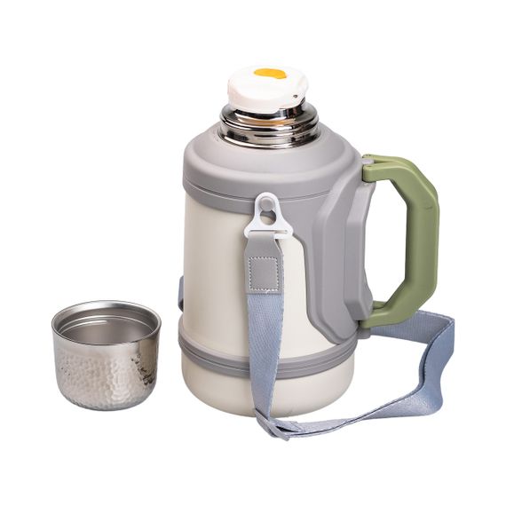 Термос Vacuum Cup 1.5 літра з ремінцем і складною ручкою білий | Зображення 6