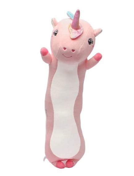М'яка іграшка подушка Єдиноріг-батон плюшева 105 см Рожевий | Зображення 1