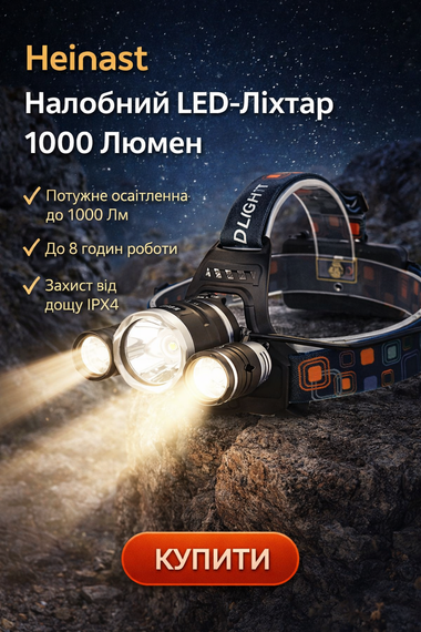 Налобний LED-Ліхтар Heinast 1000 Люмен